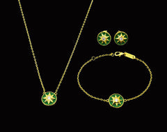 BeadyBoutique Lucky Star Jewelry Collection 3 Piece Set - Green