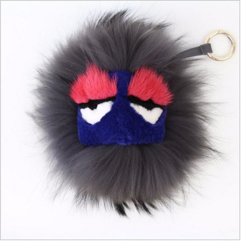 BEADY FUR MONSTER BAG CHARM - GREGORY in GREY