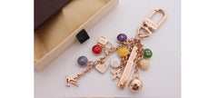 Beady LogoZ Design Bag Tag Keychain Gold & Multicolor Locks & Hearts