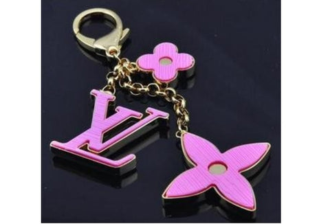Beady LogoZ Design Bag Tag Keychain Gold & Pink