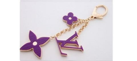 Beady LogoZ Design Bag Tag Keychain Gold & Purple