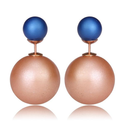 Gum Tee Misses Style Tribal Earrings - Matte Bronze and Royal Blue