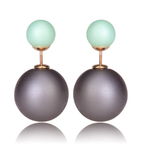 Misses Gum Tee Style Tribal Earrings  - Matte Ash Gray and Green