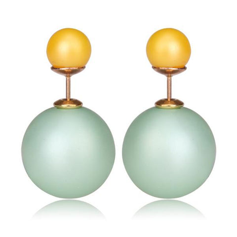 Gum Tee Misses Style Tribal Earrings - Matte Mint Green and Yellow