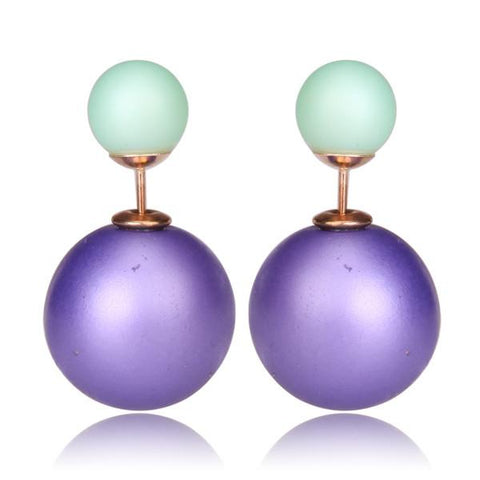 Gum Tee Misses Style Tribal Earrings - Matte Purple and Green