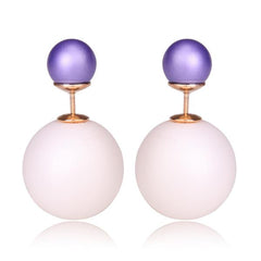 Gum Tee Misses Style Tribal Earrings - Matte White and Purple