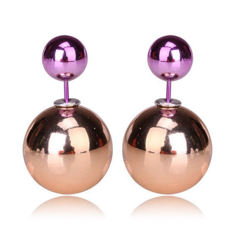 Misses Gum Tee Style Tribal Earrings  - Gold Plated and Pink