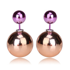 Mise en Gum Tee Style Tribal Earrings  - Gold Plated and Pink