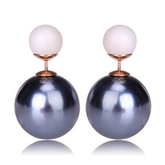 Gum Tee Misses Style Tribal Earrings - Metallic Navy Blue and White