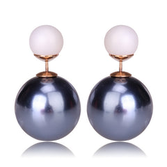 Gum Tee Misses Style Tribal Earrings - Metallic Navy Blue and White