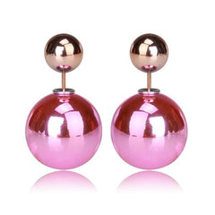 Gum Tee Misses Style Tribal Earrings - Metallic Baby Pink and Gold
