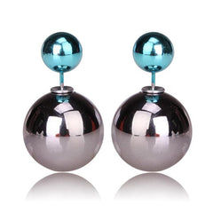 Gum Tee Misses Style Tribal Earrings - Silver Plated and Sea Blue