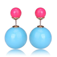 Gum Tee Misses Style Tribal Earrings - Pastel Light Green and Rose Red