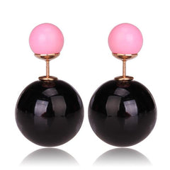 Gum Tee Misses Style Tribal Earrings - Metallic Black and Pink