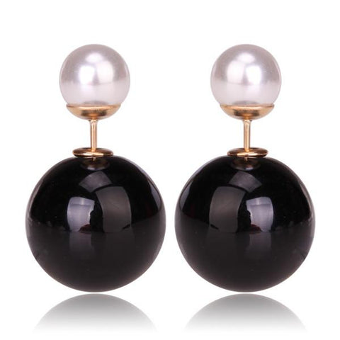 Gum Tee Misses Style Tribal Earrings - Metallic Black and White