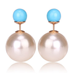 Gum Tee Misses Style Tribal Earrings - Pearl White and Light Blue