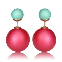 Gum Tee Misses Style Tribal Earrings - Matte Raspberry Red and Green