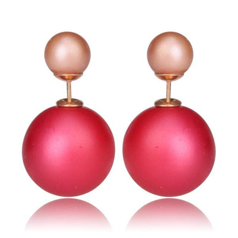 Gum Tee Misses Style Tribal Earrings - Matte Raspberry Red and Bronze