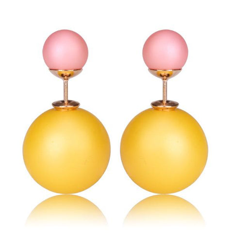 Gum Tee Misses Style Tribal Earrings - Matte Yellow and Pink