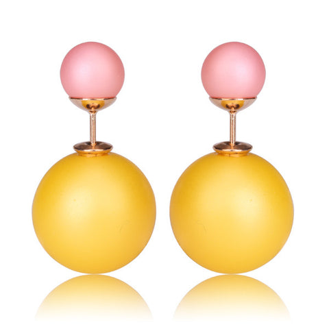Gum Tee Mise en Style Tribal Earrings - Matte Yellow and Pink