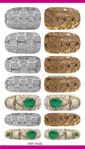 Nail Decor Decals Gold and Silver Cage Design