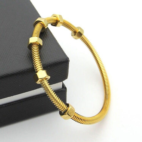 BeadyBoutique Lovers Bracelet Screws and Bolts Yellow Gold