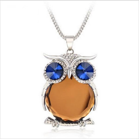 Owl Collection Silver and Crystals Crystal Featuring BLUE Eyes Orange Belly