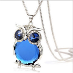 Owl Collection Silver and Swarovski Crystal Featuring BLUE Eyes Blue Belly