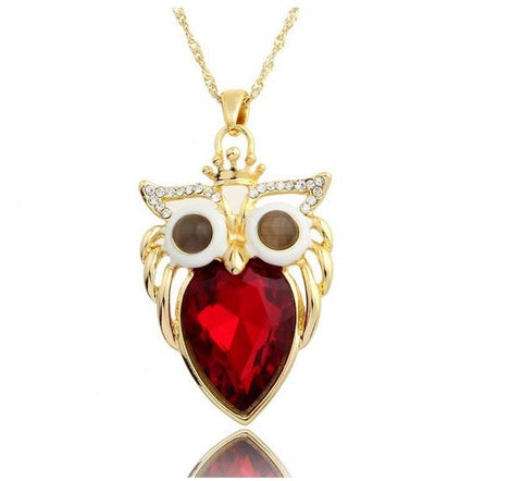 King Owl Collection Gold and Crystals Crystal Red Belly