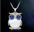 Owl Collection Silver and Swarovski Crystal Featuring BLUE Eyes White Belly
