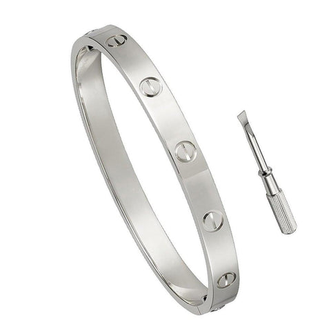 BeadyBoutique Lovers Bracelet Screw White Gold Size 6.5"