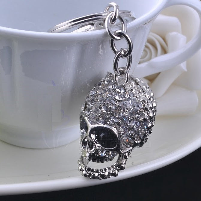 Cool Skull Keychain Cristal Strass Keyrings Car Bag Pendentif