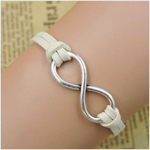 Rope Bracelet White and Silver Infinity