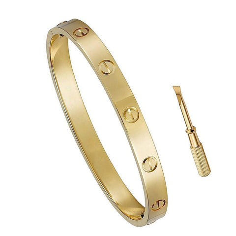 BeadyBoutique Lovers Bracelet Screw Yellow Gold Size 6.5"